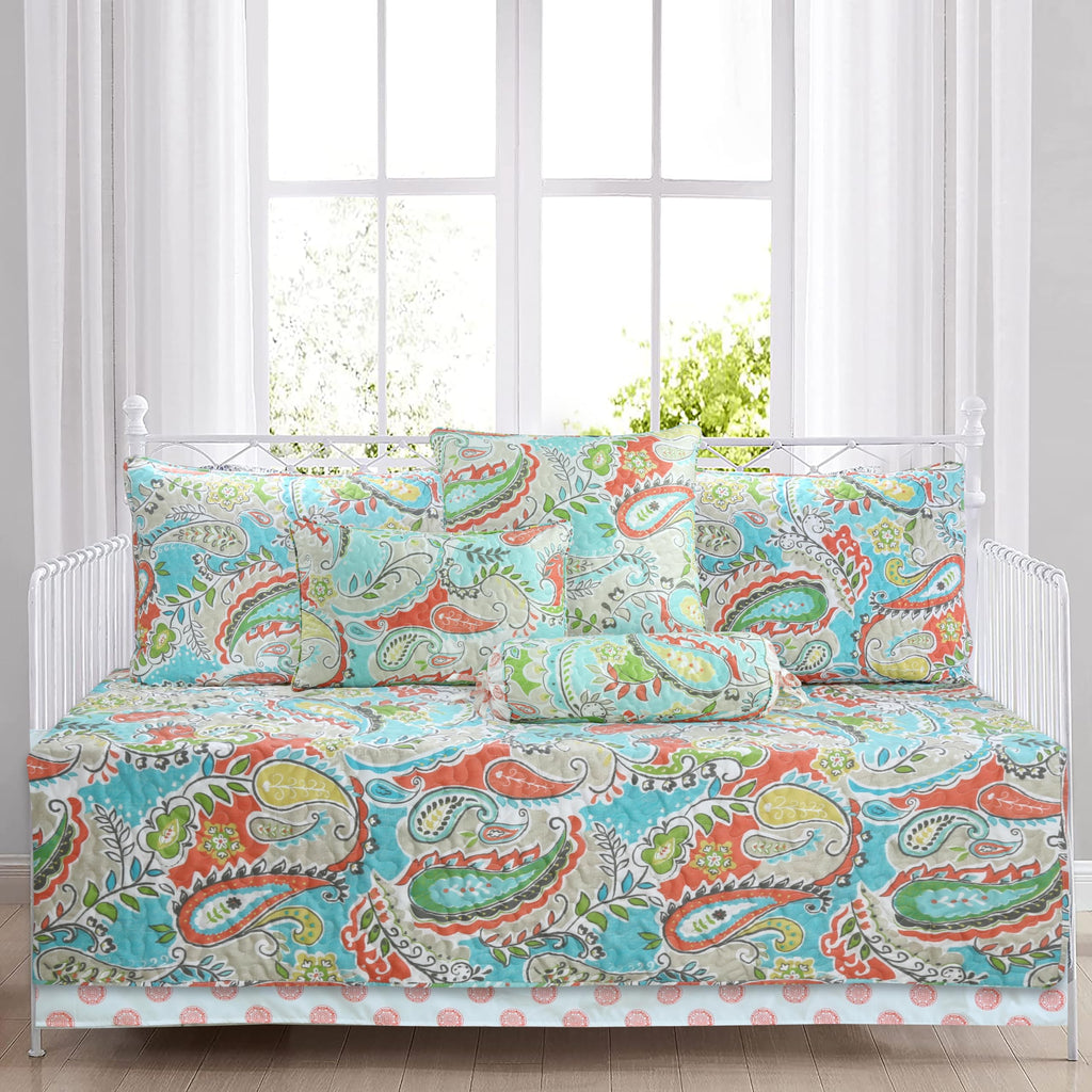 Cozy Line Home Fashions Bloom Floral Blue Rose Spring Reversible Quilt Bedding Set, Coverlet Bedspread Lightweight for All Seasons (Pink Garden, Queen - 6 Piece)
