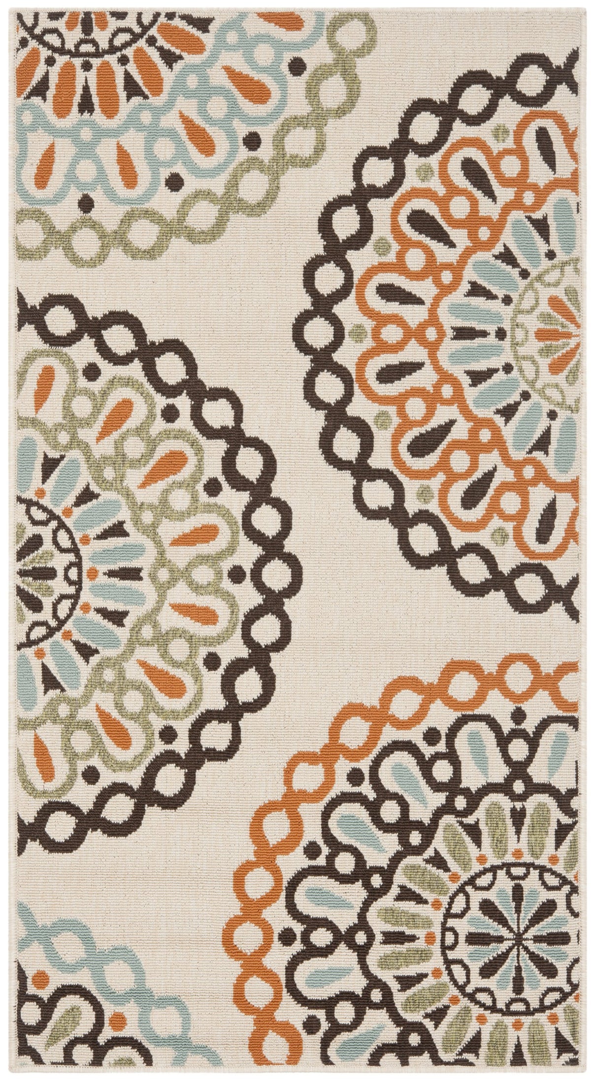 SAFAVIEH Washable Rug Outdoor Veranda Collection - 8' x 11', Cream & Blue, Non-Shedding & Easy to Clean, Ideal for Patio, Backyard, Mudroom (VER092-0615)