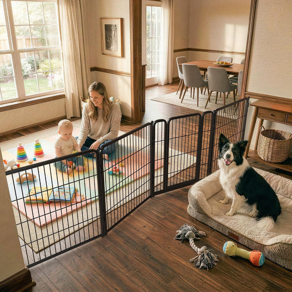 FXW Dog Gate, Extra Wide Adjustable for Openings Up to 111", 32" H