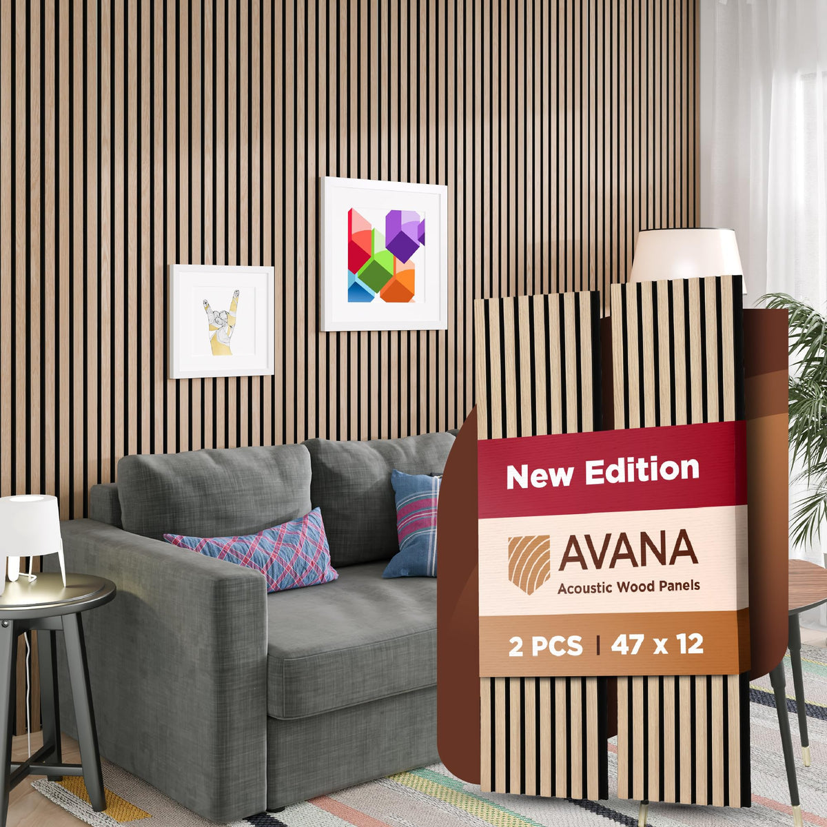 Avana Acoustic Wood Wall Panels – 93.2x11.25 Inch Panels – Fits 94x12 Layout – Rustic Walnut Acoustic Panels 4 PCs –Wall Panels For Interior Wall Decor For Homes, Offices – Durable Wood Panel For Wall