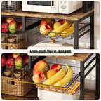IRONCK Corner Bakers Rack with Outlet, 6-Tier Coffee Bar Cabinet 40.9"