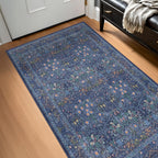 Floral Dark Green Washable Area Rugs 8x10, Vintage Living Room Rug