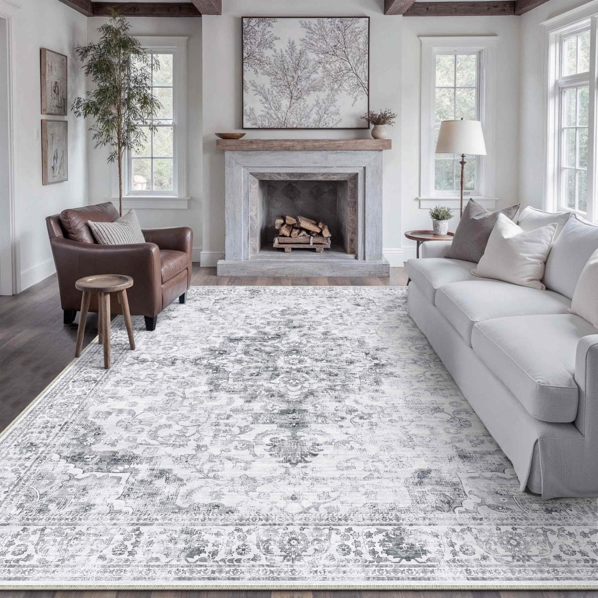 HUGEAR 8x10 Beige Neutral Area Rugs Washable Rug Carpet