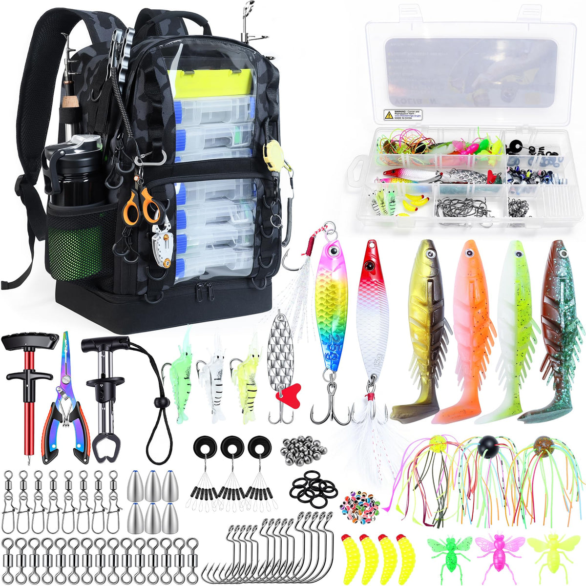 Fishing Tackle Backpack with Cooler,45L Large Tackle Bag with 2 Rod Holders & Clear Window,Outdoor Fishing Backpack for Fishing,Camping,Hiking,Black