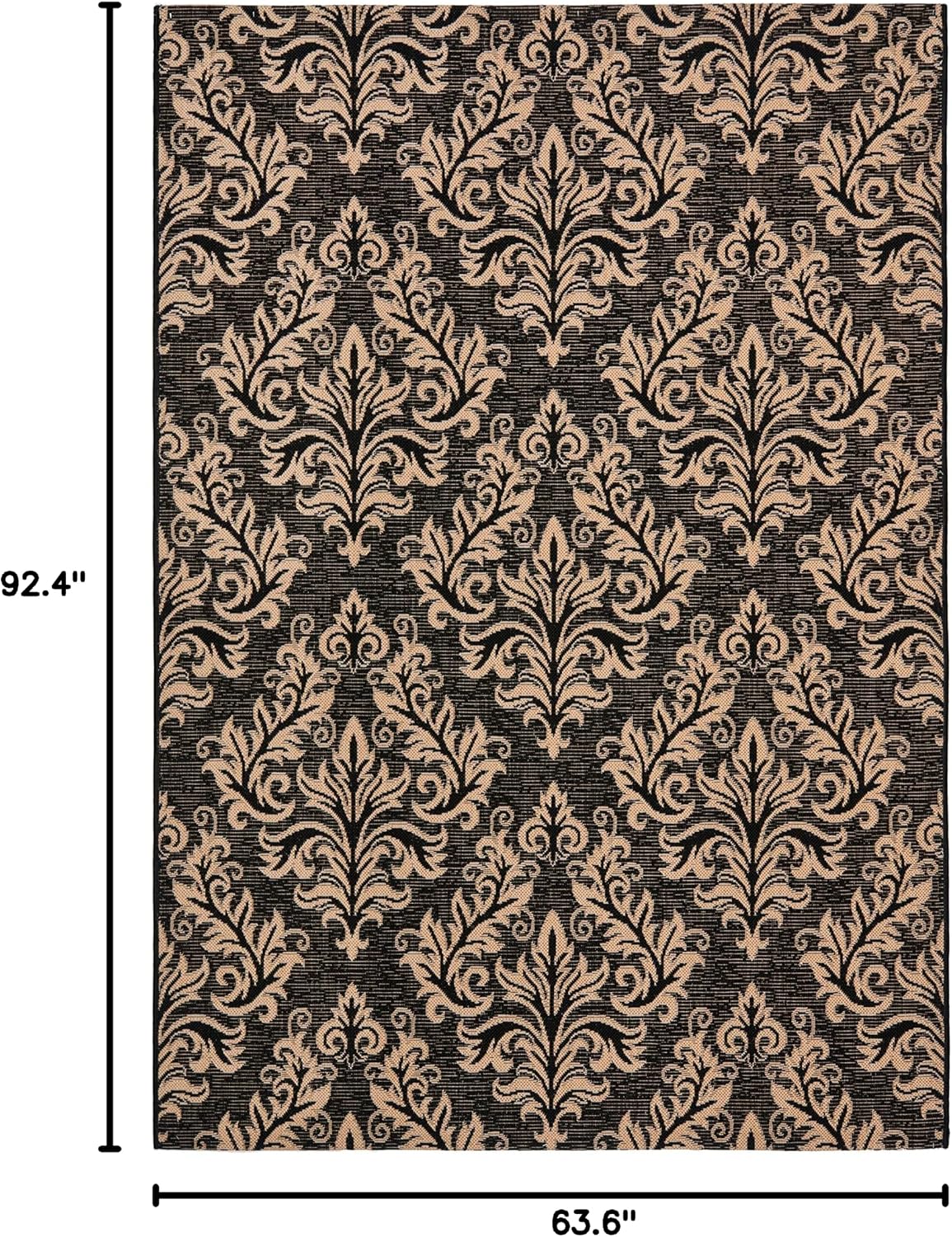 SAFAVIEH Courtyard Collection 5'3" x 7'7" Black/Cream CY6930 Indoor/ Outdoor Waterproof Easy-Cleaning Patio Backyard Mudroom Area-Rug