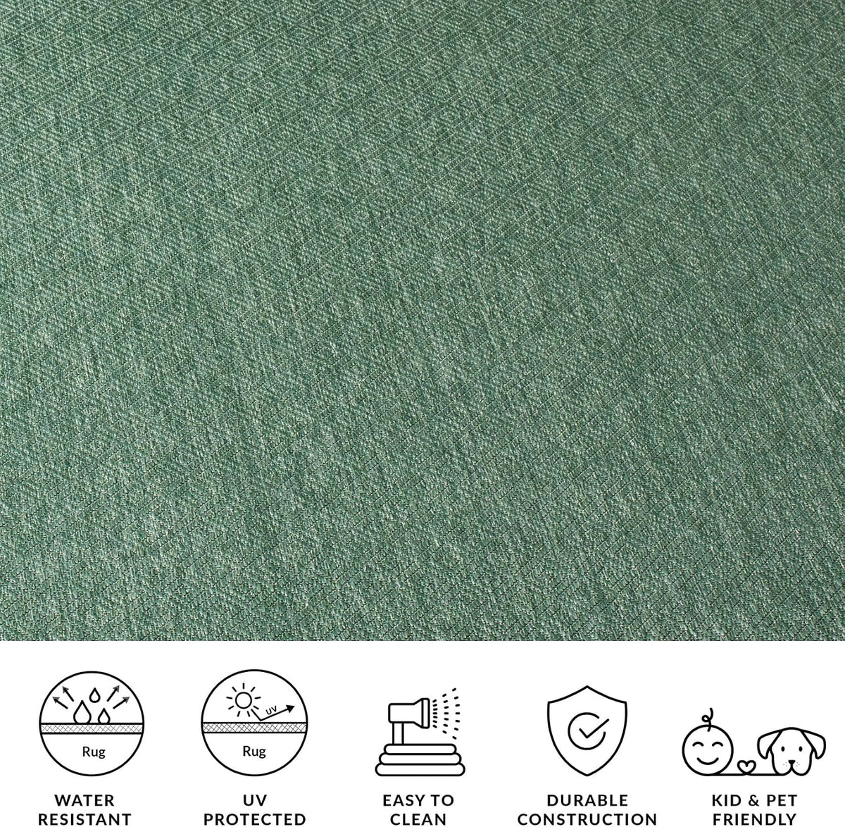 SAFAVIEH Washable Rug Outdoor Courtyard Collection - 5'3" x 7'7", Dark Green, Non-Shedding & Easy Cleaning, Ideal for Patio, Backyard, Mudroom (CY6520-32222)