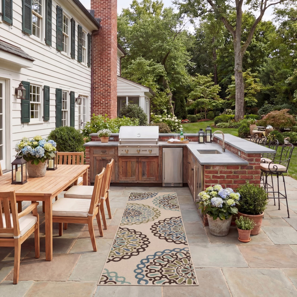 SAFAVIEH Washable Rug Outdoor Veranda Collection - 5'3" x 7'7", Chocolate & Terracotta, Non-Shedding & Easy to Clean, Ideal for Patio, Backyard, Mudroom (VER092-0725)