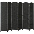 HOMCOM Room Divider 8 Panel Folding Privacy Screen 5.6' Tall Nature Wood