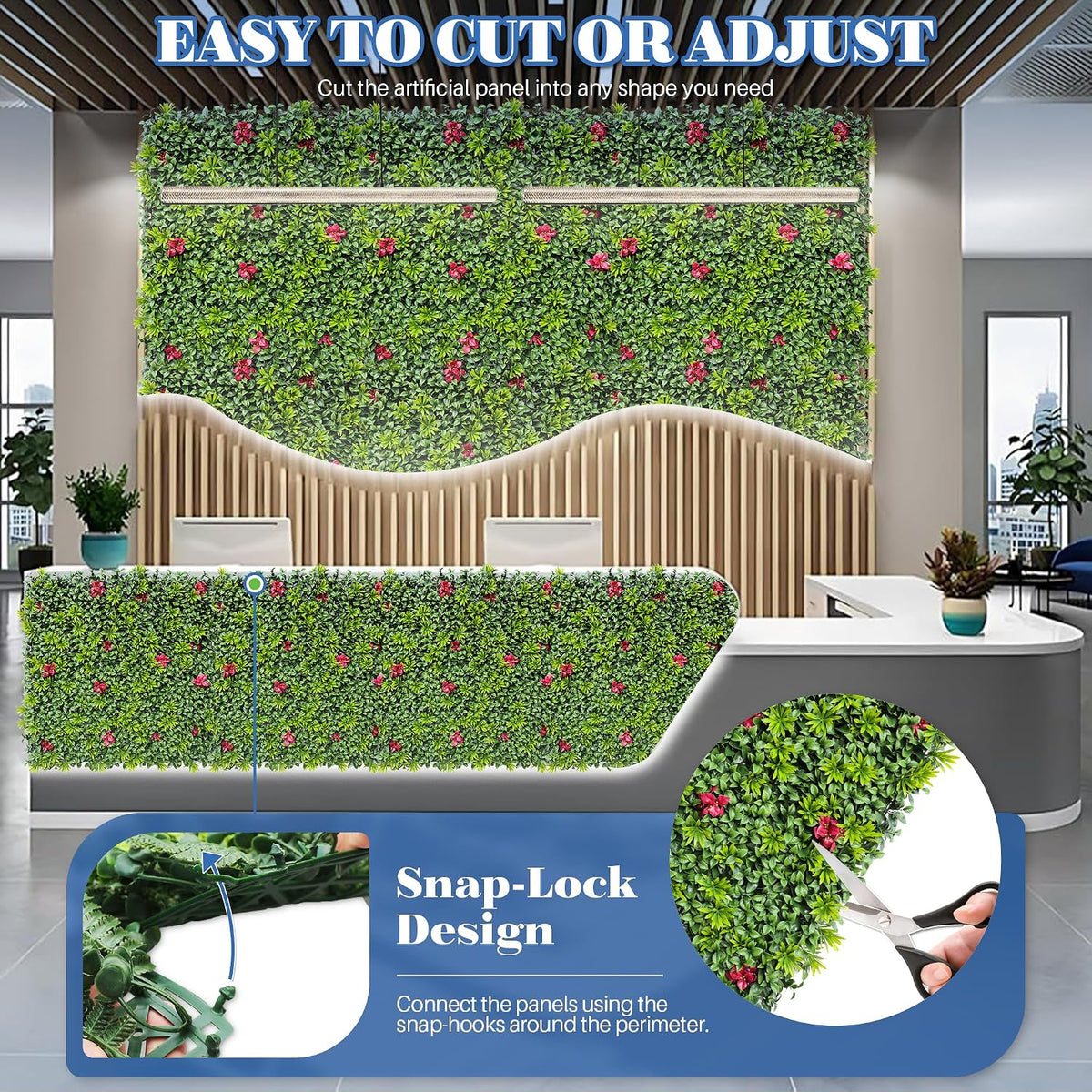 ECOOPTS 40"x40" Faux Ivy Privacy Fence Screen Artificial Boxwood Panels Topiary Hedge Plants for Indoor Outdoor Decoration, #1 Mixed Leave, 1 Pack