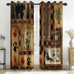 Rustic Fall Leaves Blackout Curtains 84 Inch Long 2 Panels, Autumn Maple Leaf Pinecone Thermal Insulated Grommet Drapes, Wood Burlap Texture Print Energy Saving Noise Reducing Curtains