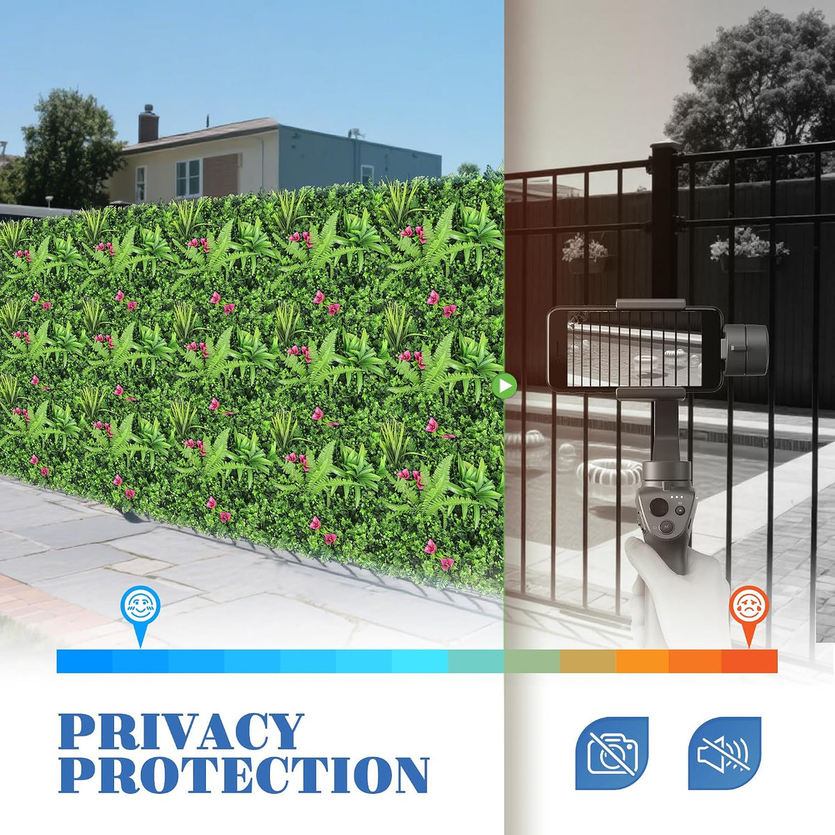 ECOOPTS 20"x20" Faux Ivy Privacy Fence Screen Artificial Boxwood Panels Topiary Hedge Plants for Indoor Outdoor Decoration, 12 Mixed Leaves, 21 Packs