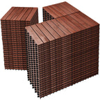 PrimeZone 54 PCS Solid Acacia Wood Interlocking Deck Tiles, Natural Wood