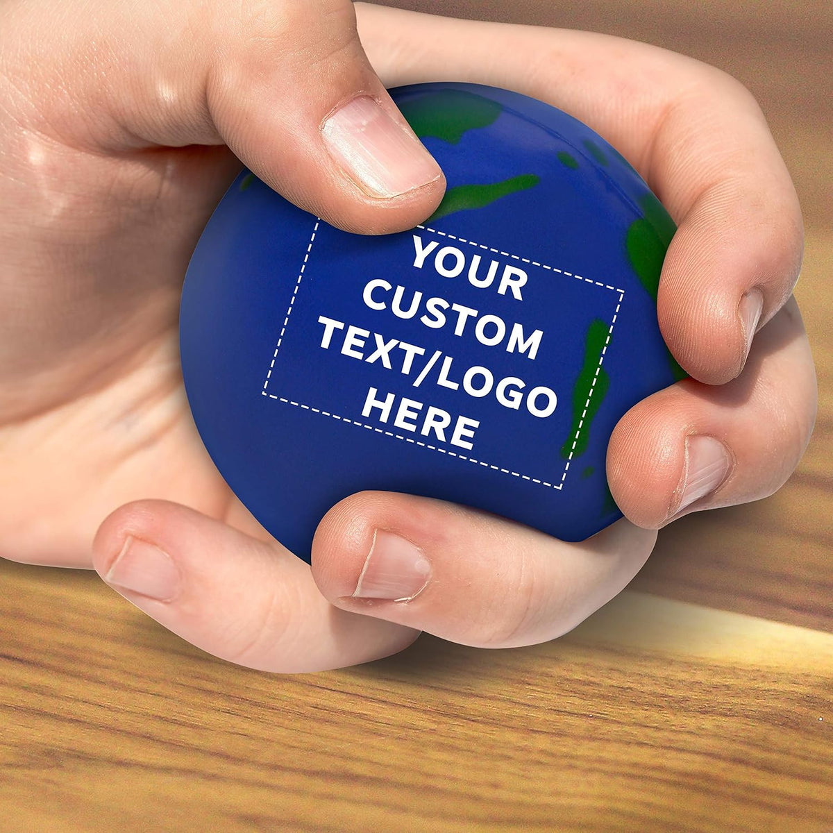 DISCOUNT PROMOS Custom Earth Squeeze Balls Set of 50, Personalized Bulk Pack - Perfect for Promotional Giveaways - Blue