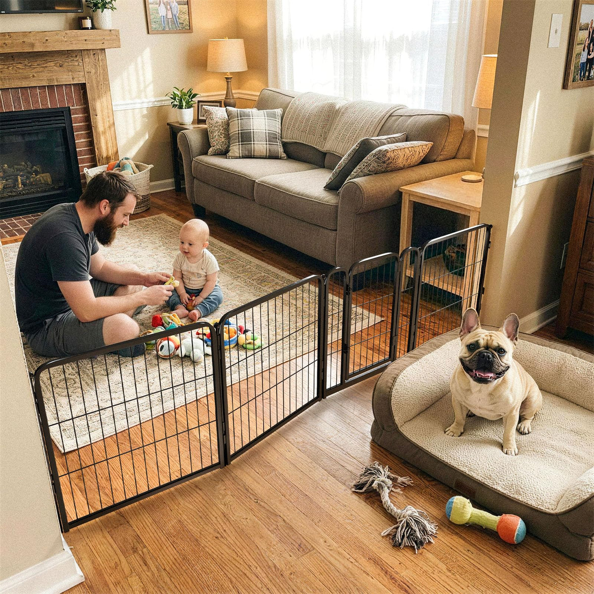 FXW Dog Gate, Extra Wide Adjustable for Openings Up to 111", 32" H