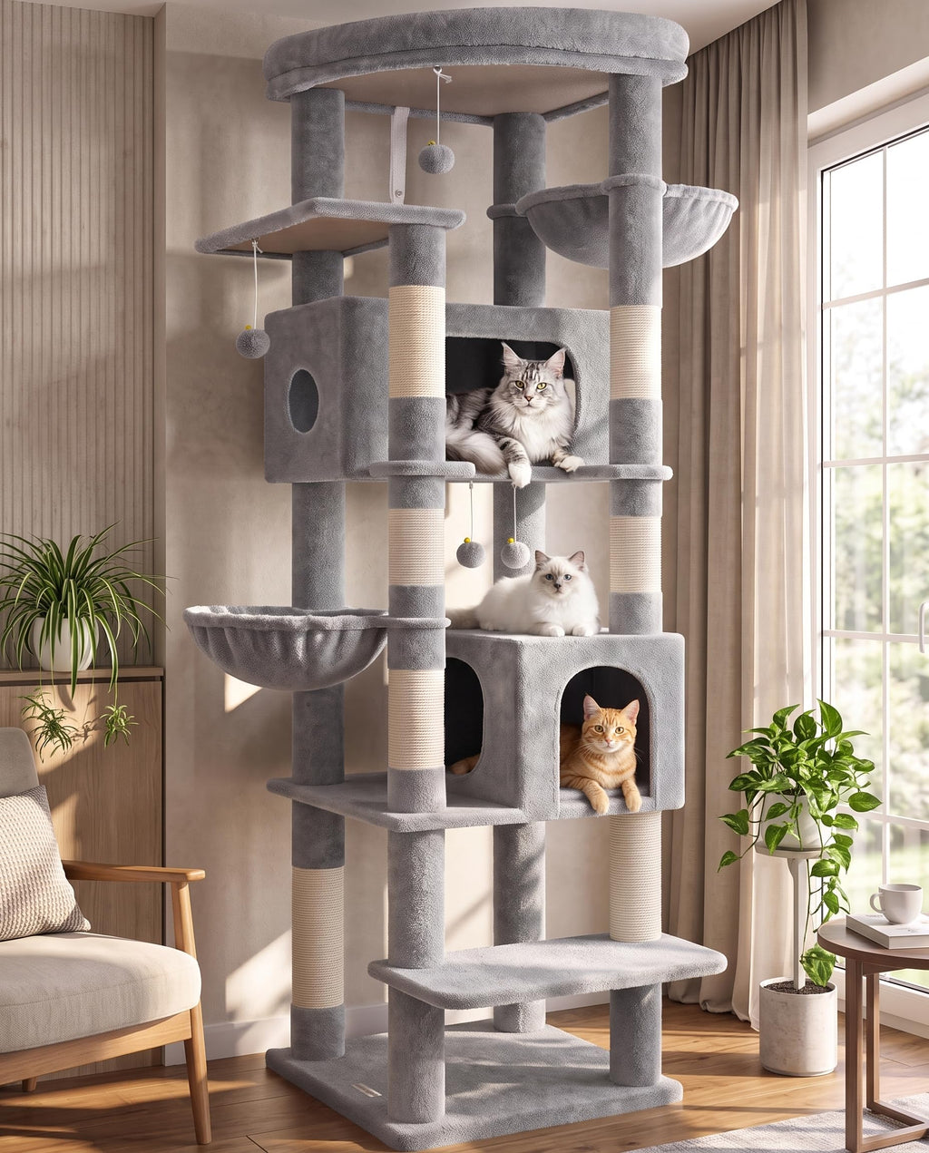 Globlazer 74in Heavy Duty Cat Tree Tower for Indoor Cats Large Adult, S74