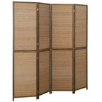 HOMCOM Room Divider, 6 FT Tall Folding Privacy Screen, 4-Panel Boho Brown