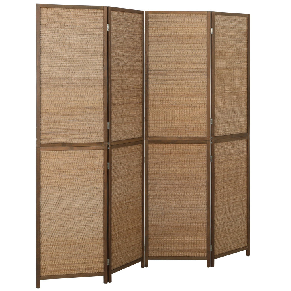 HOMCOM Room Divider, 6 FT Tall Folding Privacy Screen, 4-Panel Boho Brown