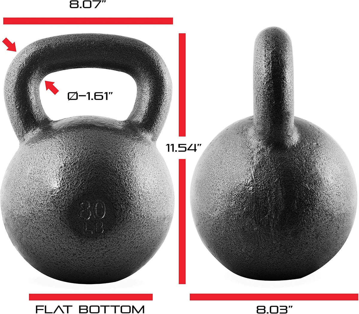 WF Athletic Supply Hammerstone Painted Cast Iron Kettlebells, Home & Gym Equipment, Great for Strength Training, Full Body Workout & Crossfit Training, Color & Size Options Available in 10-80 Pounds