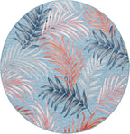 SAFAVIEH Washable Rug Outdoor Cabana Collection - 6'5" Round, Blue & Rust, Non-Shedding & Easy to Clean, Ideal for Patio, Backyard, Mudroom (CBN458M)