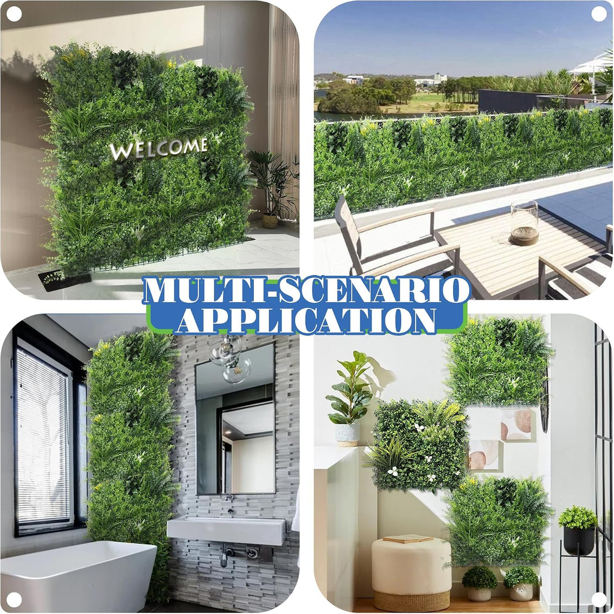 ECOOPTS 20"x20" Faux Ivy Privacy Fence Screen Artificial Boxwood Panels Topiary Hedge Plants for Indoor Outdoor Decoration, #4 Mixed Leaves, 21 Packs