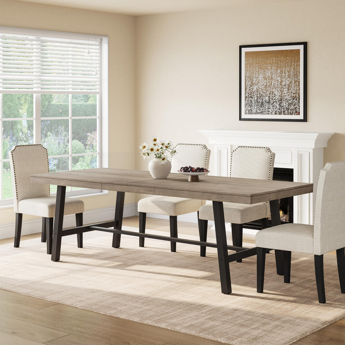 GarveeHome Industrial Dining Table for 6-8 People, 70.87" Long Large Kitchen Table with Sturdy Metal Frame, Rectangular Counter for Dinner, Kitchen, Dining Room (Grey, 71" Non-extendable)