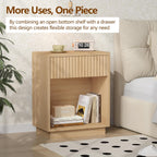 Fluted Nightstands Set of 2, Mid Century Bedside End Side Table
