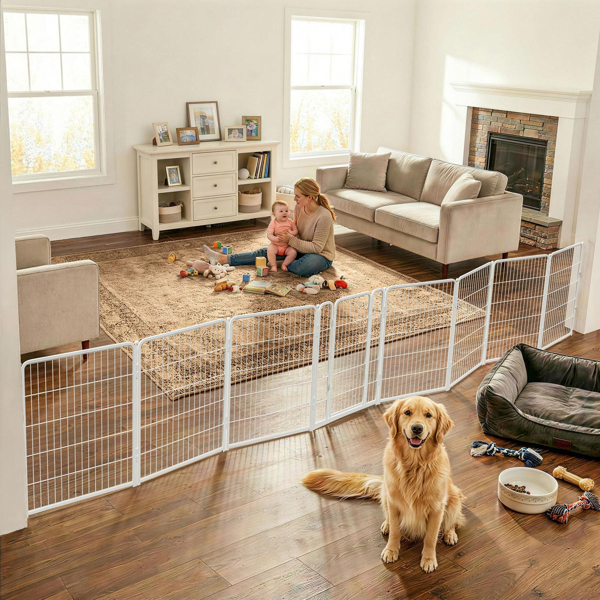 FXW Dog Gate, Extra Wide Adjustable for Openings Up to 111", 32" H