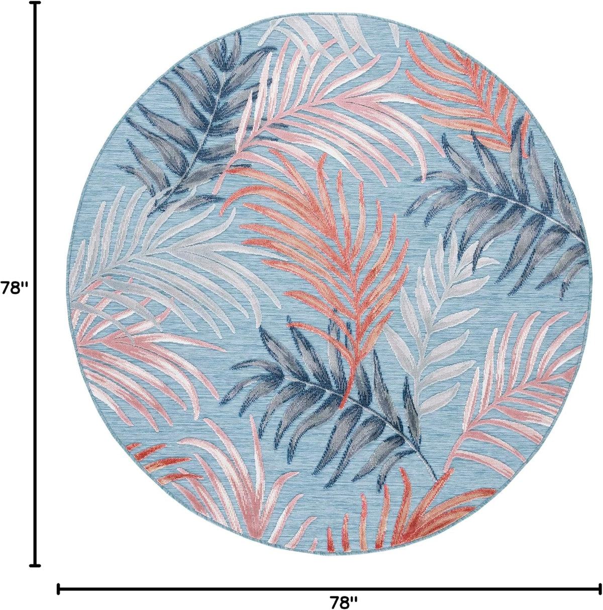 SAFAVIEH Washable Rug Outdoor Cabana Collection - 6'5" Round, Blue & Rust, Non-Shedding & Easy to Clean, Ideal for Patio, Backyard, Mudroom (CBN458M)