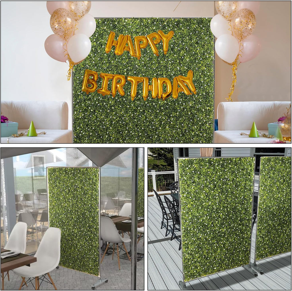 E&K H40xW40 inches Movable Privacy Hedge Fence Artificial Faux Grass Room Space Divider Boxwood Backdrops Stand Decor with Wheels