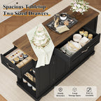 HOSTACK 47" W Kitchen Island Cart with Storage, Rolling Island Table, Black