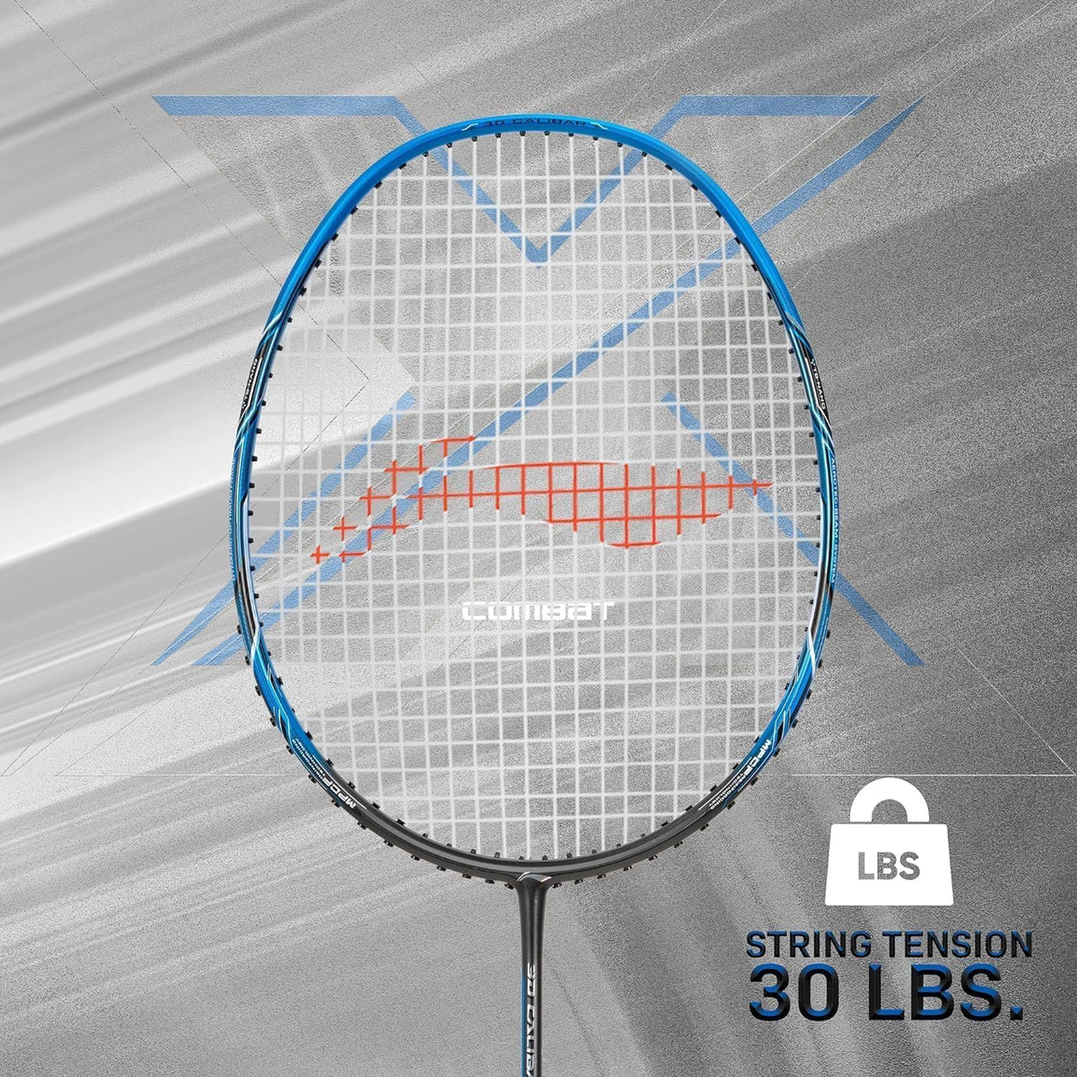 Li-Ning 3D Calibar X Combat Carbon Graphite Strung Racquets, 85 Grams, 30 Lbs String Tension and Free Full Cover