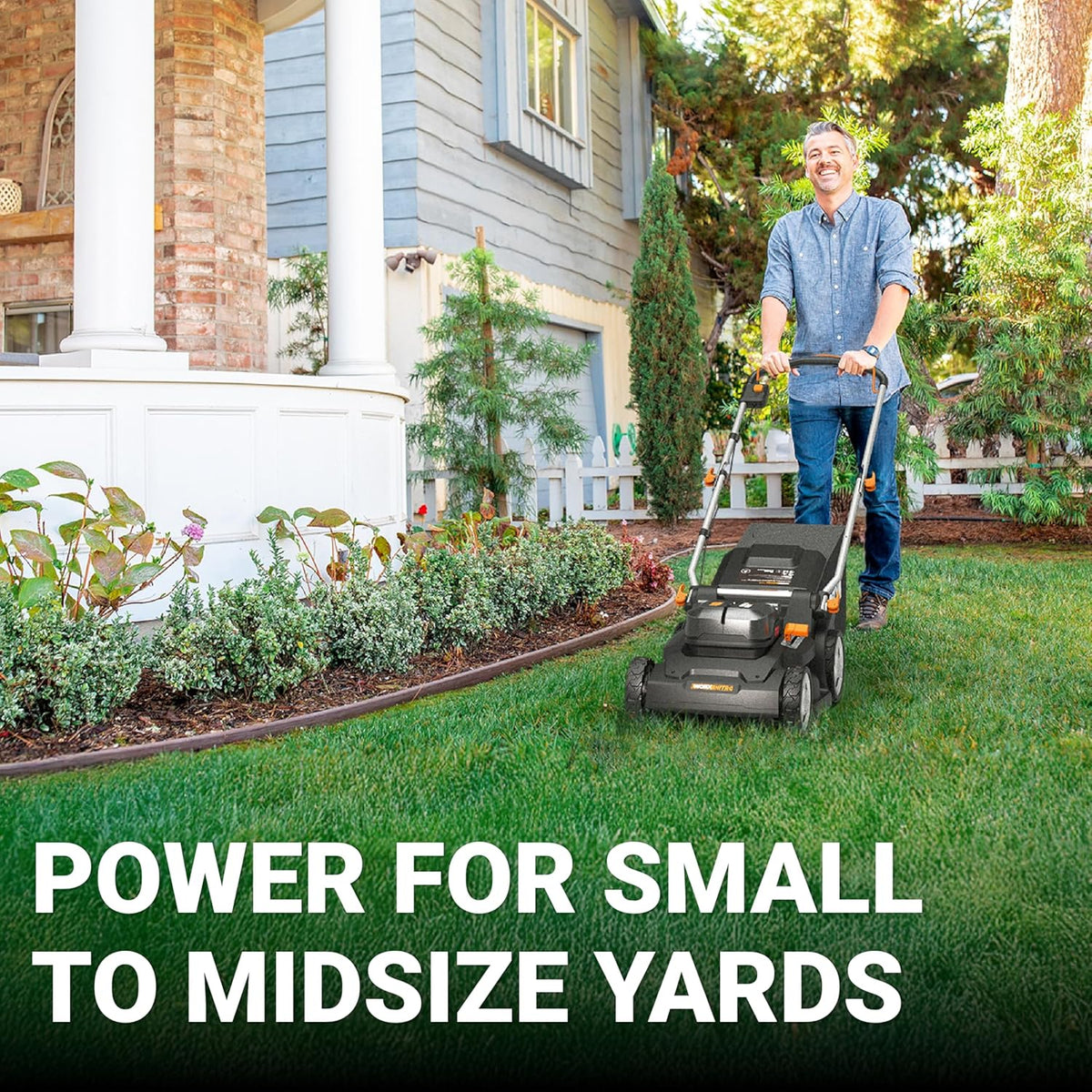 Worx Cordless Lawn Mower, 40V 17" 2-in-1 Grass Mower for 1/4 Acre, WG745