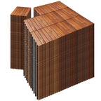 PrimeZone 54 PCS Solid Acacia Wood Interlocking Deck Tiles, Natural Wood