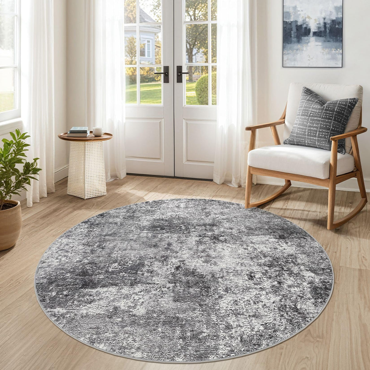 DMOYEST Area Rug Living Room Rugs 9x12 Washable Abstract Grey Carpet
