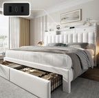CypBed King Size Bed Frame with Headboard & 4-Storage Drawers, Upholstered