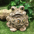 SUNGUARD Whimsical Toad Hollow Tall Stretch Jumbo Garden Frog Statues-Natural Brown