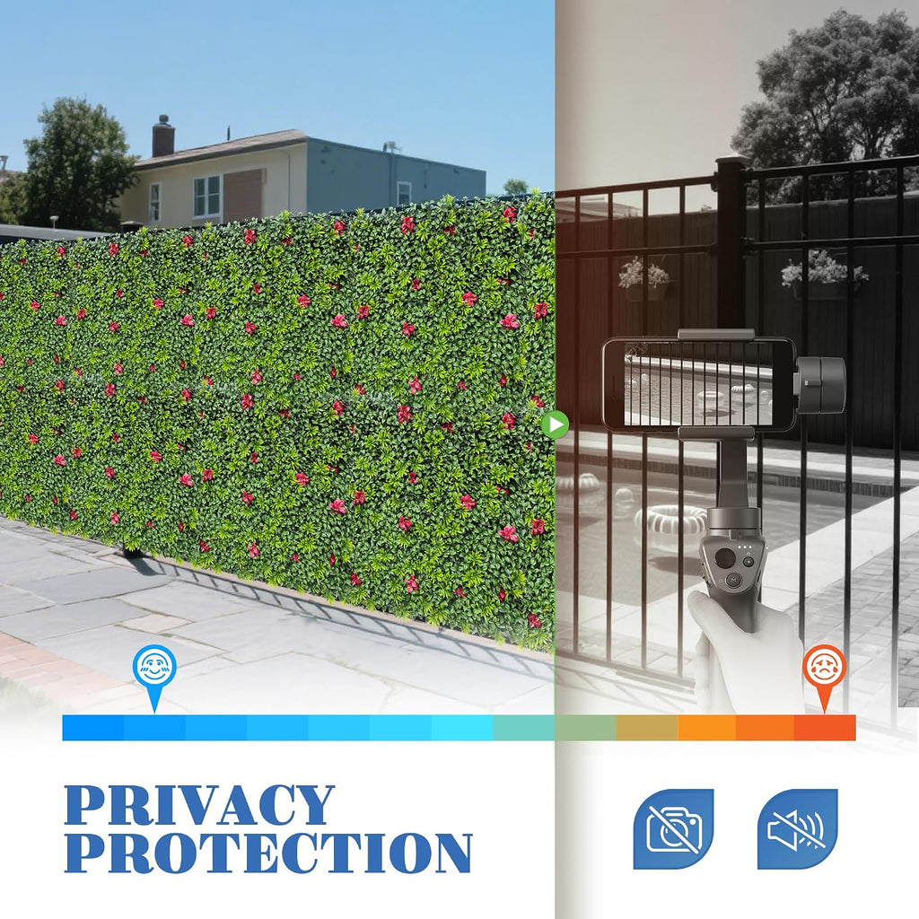 ECOOPTS 40"x40" Faux Ivy Privacy Fence Screen Artificial Boxwood Panels Topiary Hedge Plants for Indoor Outdoor Decoration, #1 Mixed Leave, 1 Pack