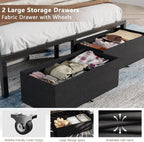 Furnulem Twin Bed Frames with Storage Drawers and Upholstered Headboard