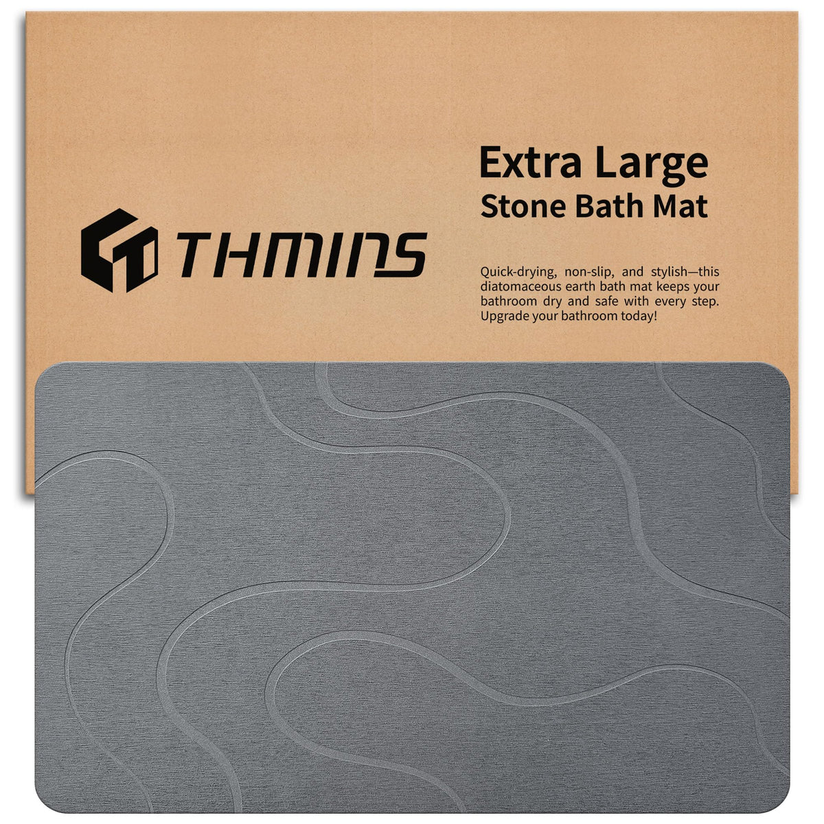 THMINS Extra Large Stone Bath Mat, 36''x24'' Stone Shower Mat