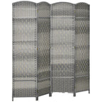 HOMCOM 3 Panel Room Divider 6 Ft Privacy Screen Hand-Woven Washed Oak
