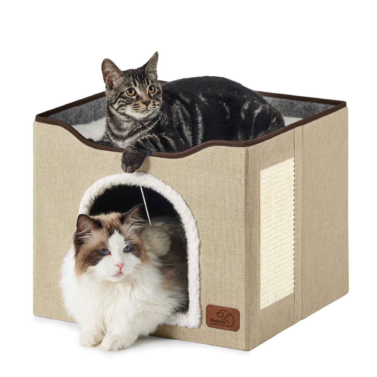 Bedsure 3-Level Cat Tree for Indoor Cats with Scratching Post,Grey