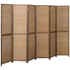 HOMCOM Room Divider, 6 FT Tall Folding Privacy Screen, 4-Panel Boho Brown
