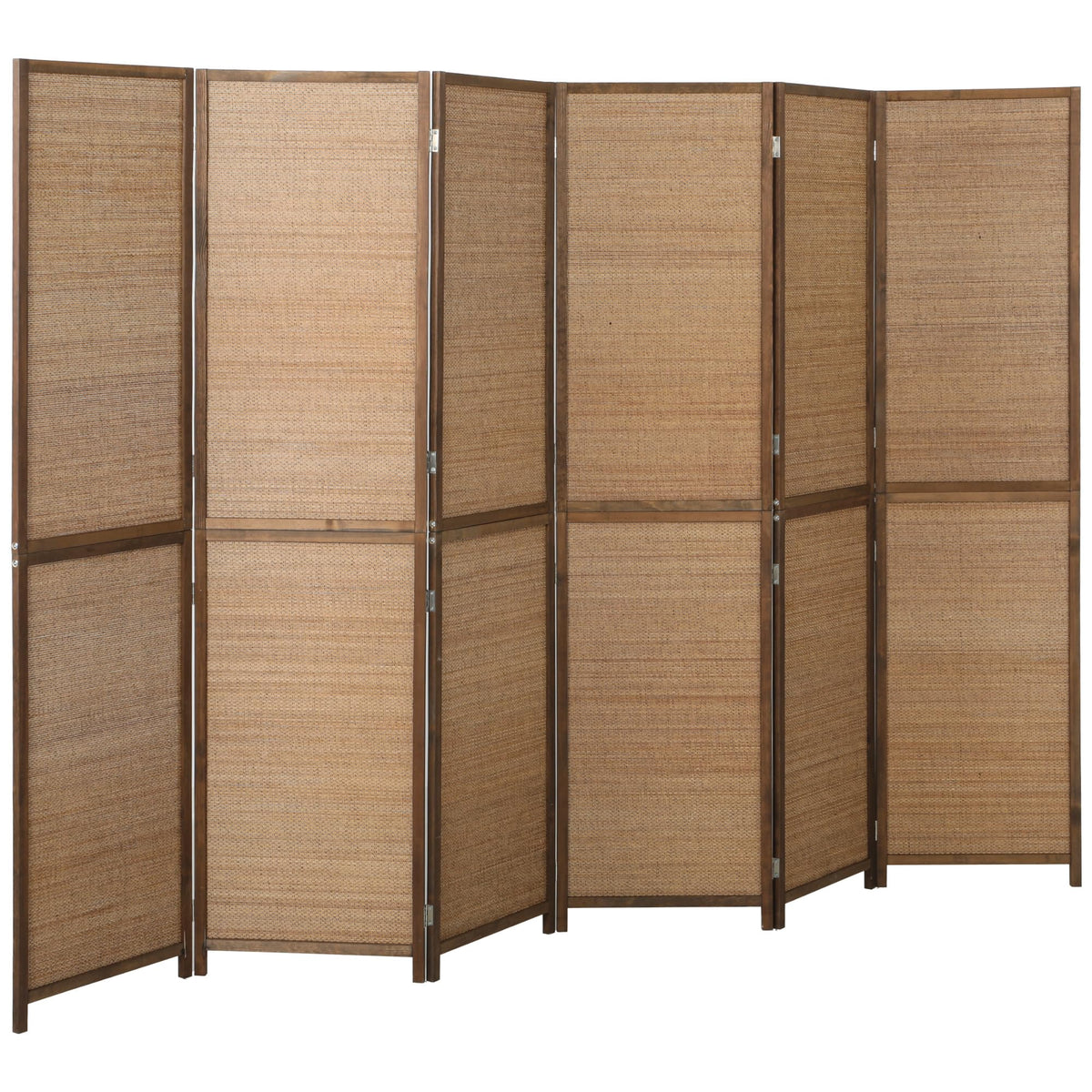 HOMCOM Room Divider, 6 FT Tall Folding Privacy Screen, 4-Panel Boho Brown