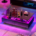YITAHOME LED Farmhouse Coffee Table with 4 Drawers & Storage, Grey