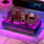 YITAHOME LED Farmhouse Coffee Table with 4 Drawers & Storage, Grey