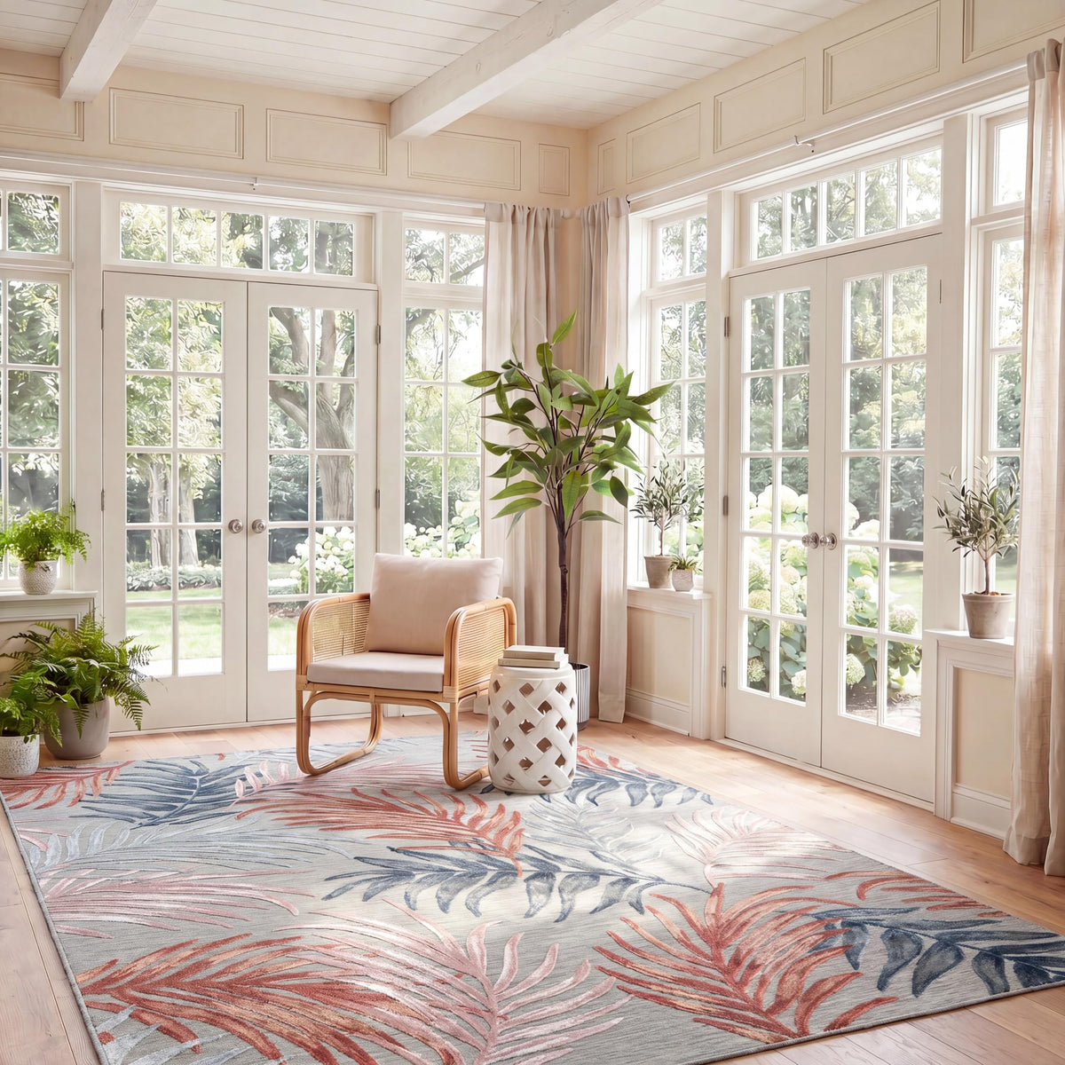 SAFAVIEH Washable Rug Outdoor Cabana Collection - 6'5" x 9'6", Grey & Rust, Non-Shedding & Easy to Clean, Ideal for Patio, Backyard, Mudroom (CBN458F)