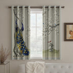 Peacock Curtains 96 Inches Long, Oriental Floral Animal Blackout Curtain