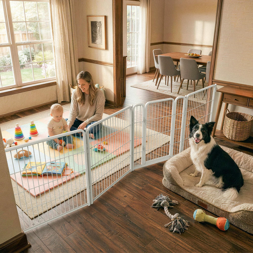 FXW Dog Gate, Extra Wide Adjustable for Openings Up to 165", 32" H