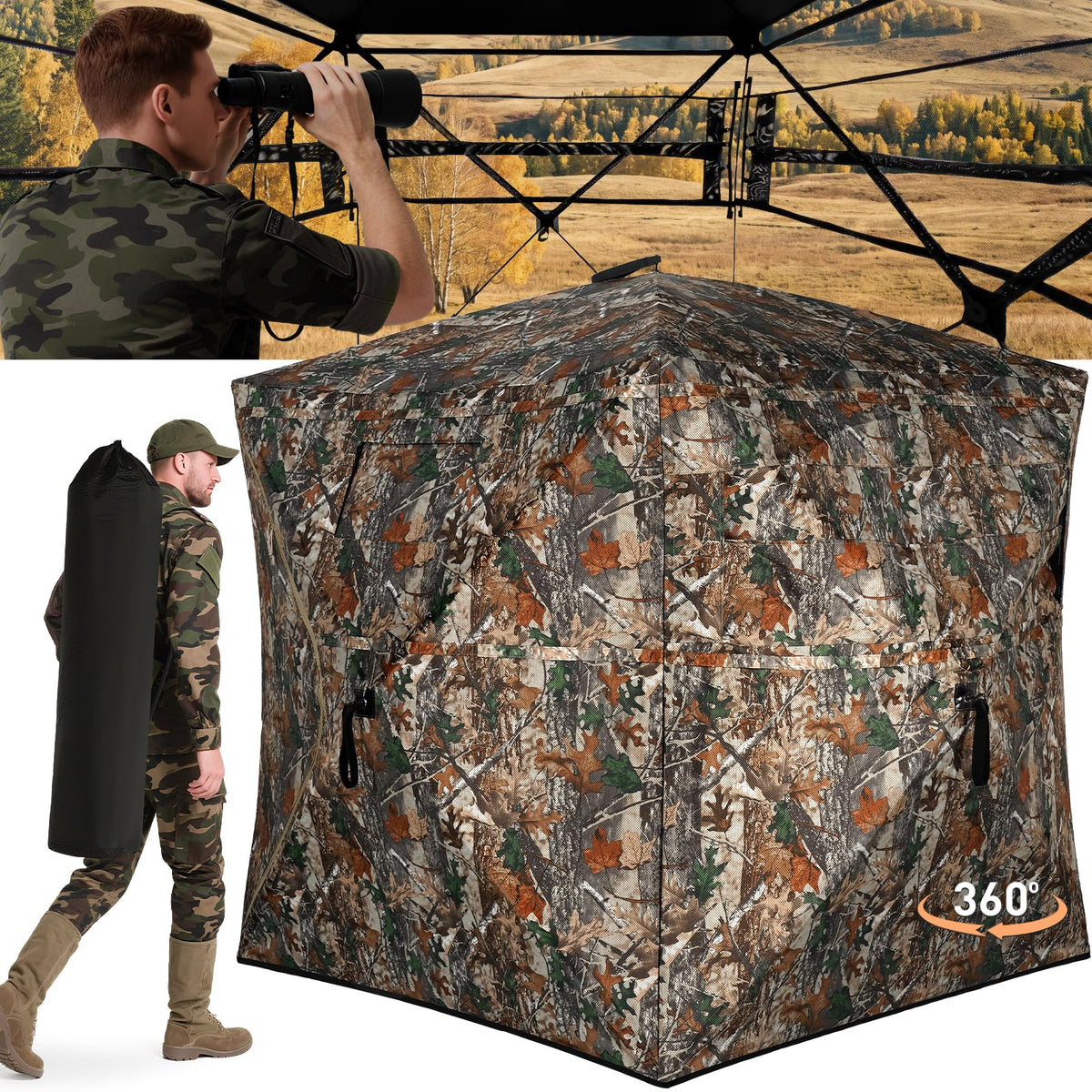 TLC Sport Hunting Blind, 270°/360° See Through Ground Blind for 2-4 Person