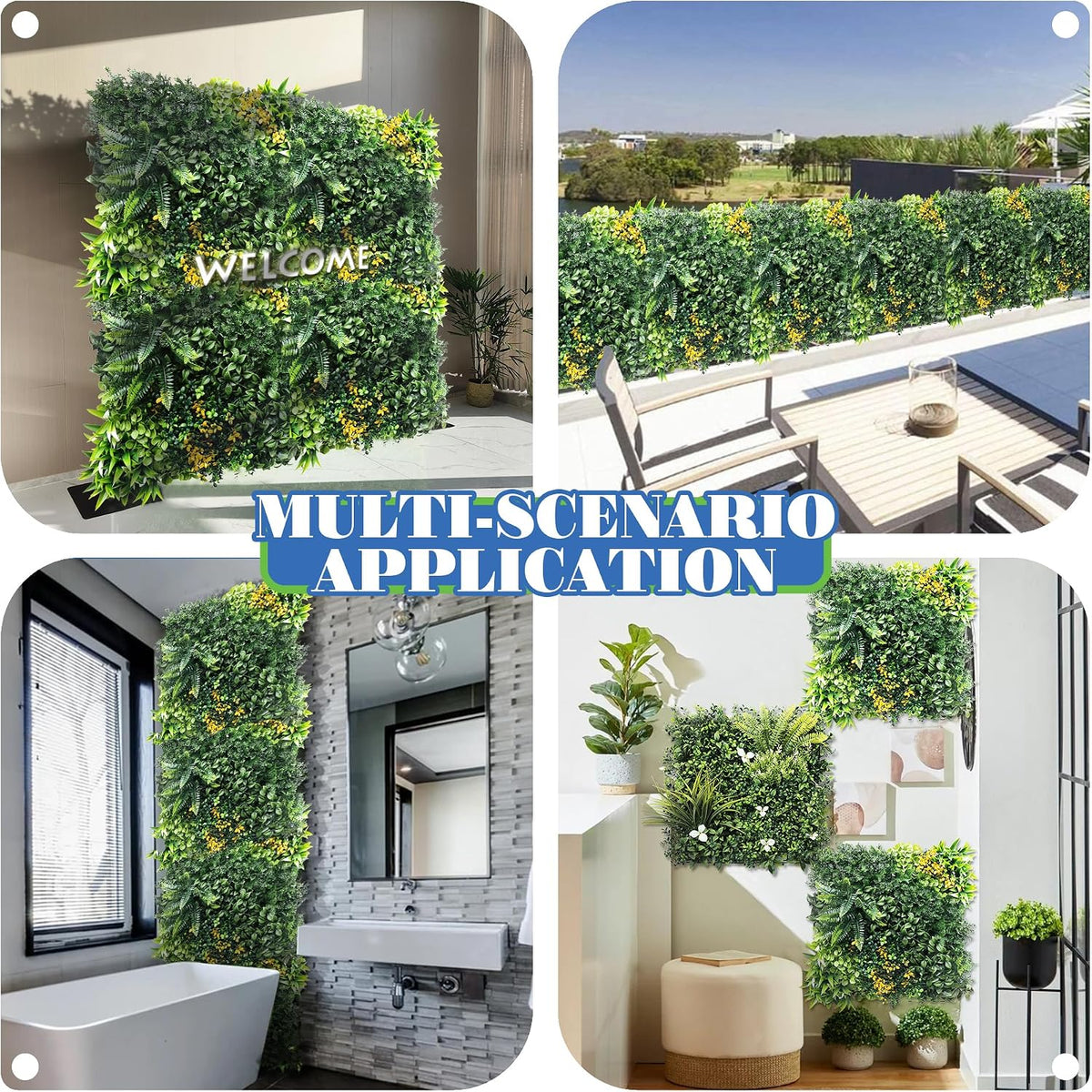 ECOOPTS 20"x20" Faux Ivy Privacy Fence Screen Artificial Boxwood Panels Topiary Hedge Plants for Indoor Outdoor Decoration, #8 Mixed Leaves, 18 Packs